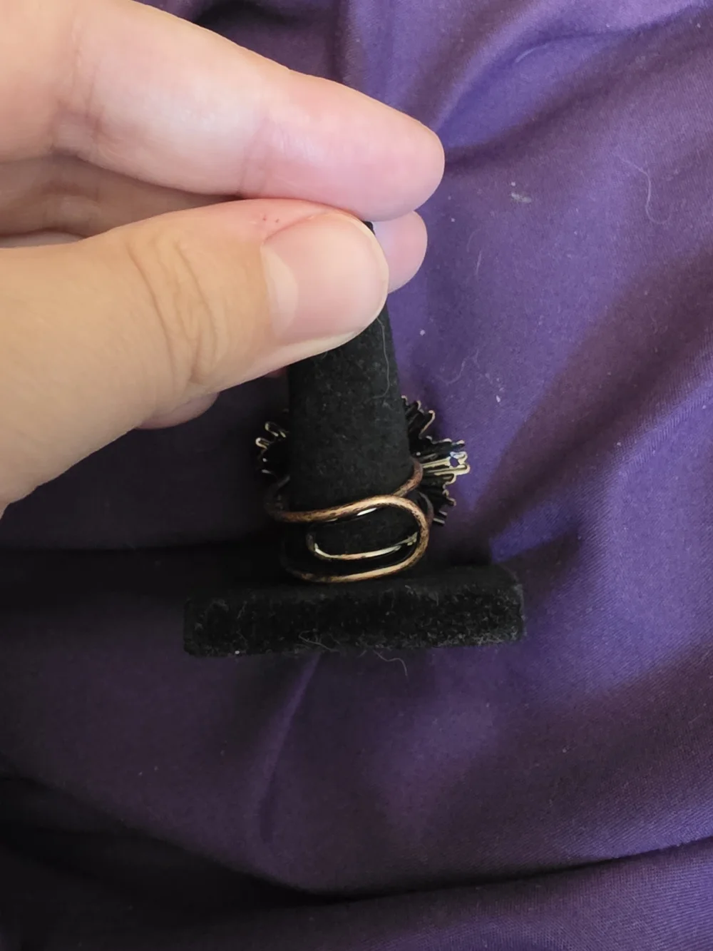 Ajustable Purple Raw Amethyst Crystal Statement Ring